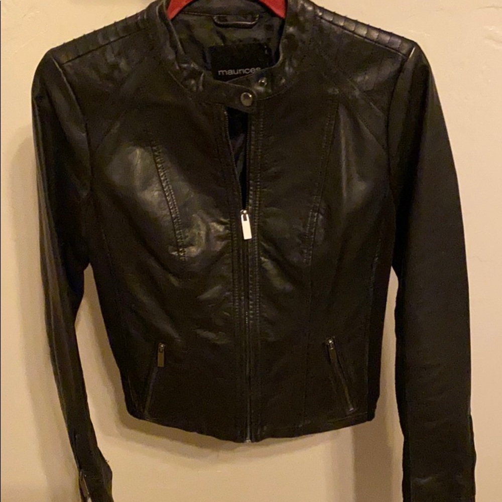Black Faux Leather jacket. Biker jacket. Black .